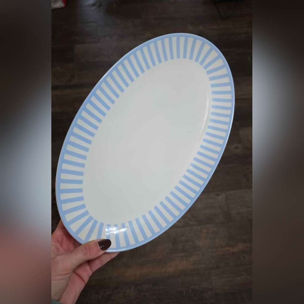 Elegant Blue and White Oval Serving Platter